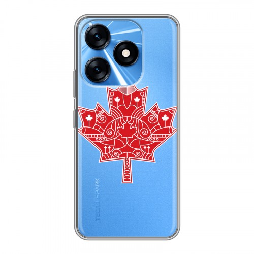 Полупрозрачный дизайнерский силиконовый с усиленными углами чехол для Tecno Spark 10 Флаг Канады