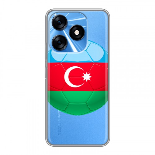 Полупрозрачный дизайнерский силиконовый с усиленными углами чехол для Tecno Spark 10 Флаг Азербайджана