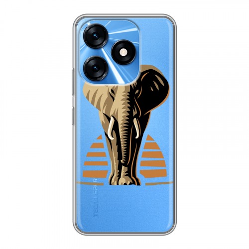 Полупрозрачный дизайнерский силиконовый с усиленными углами чехол для Tecno Spark 10 Прозрачные слоны