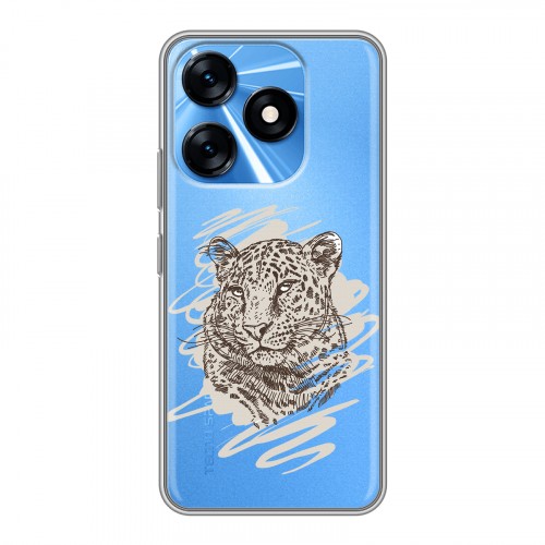 Дизайнерский силиконовый с усиленными углами чехол для Tecno Spark 10 Прозрачные леопарды