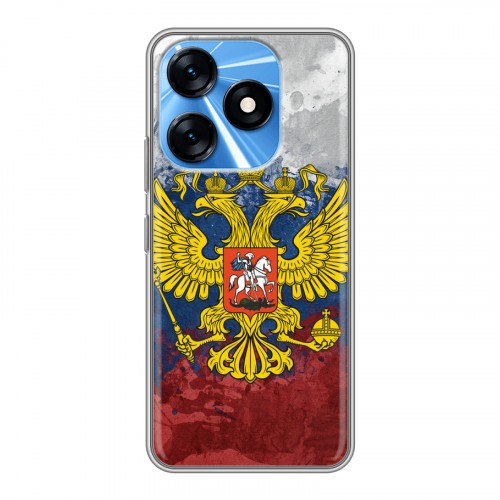 Дизайнерский силиконовый с усиленными углами чехол для Tecno Spark 10 Российский флаг и герб