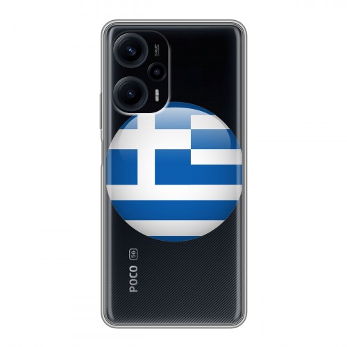 Полупрозрачный дизайнерский пластиковый чехол для XIaomi Poco F5 флаг греции