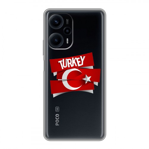 Полупрозрачный дизайнерский пластиковый чехол для XIaomi Poco F5 Флаг Турции