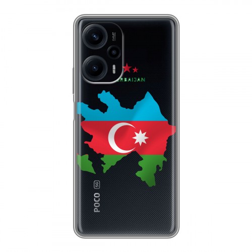 Полупрозрачный дизайнерский пластиковый чехол для XIaomi Poco F5 Флаг Азербайджана