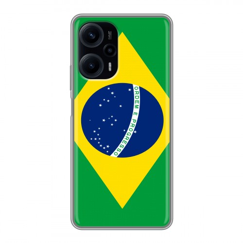 Дизайнерский силиконовый с усиленными углами чехол для XIaomi Poco F5 Флаг Бразилии