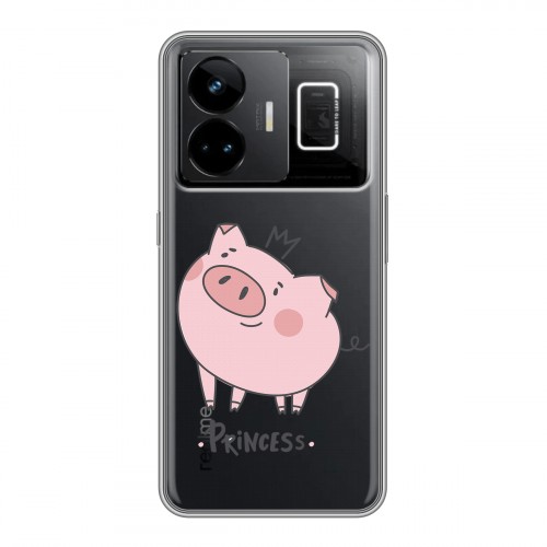 Полупрозрачный дизайнерский силиконовый чехол для Realme GT3 Прозрачные свинки