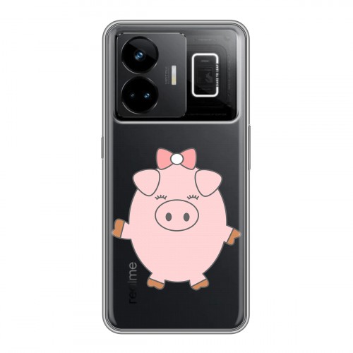 Полупрозрачный дизайнерский пластиковый чехол для Realme GT3 Прозрачные свинки