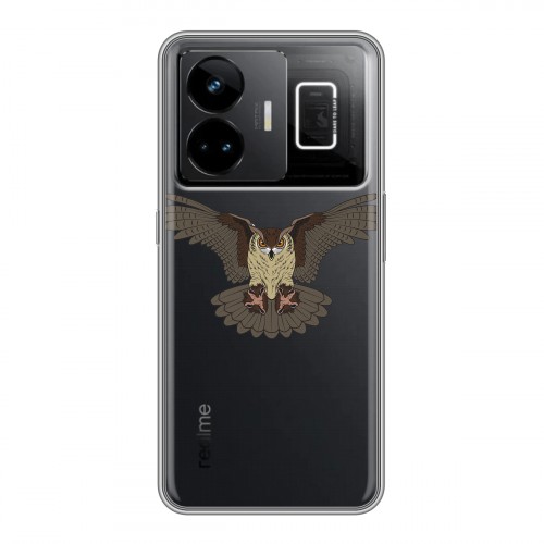 Полупрозрачный дизайнерский силиконовый чехол для Realme GT3 Прозрачные совы