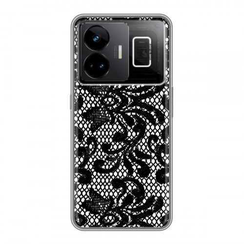 Дизайнерский силиконовый чехол для Realme GT3 Черные кружева