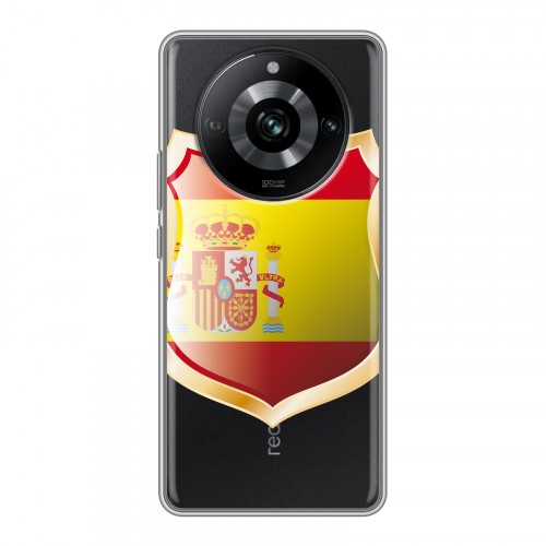 Полупрозрачный дизайнерский пластиковый чехол для Realme 11 Pro флаг Испании