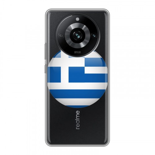 Полупрозрачный дизайнерский силиконовый с усиленными углами чехол для Realme 11 Pro флаг греции