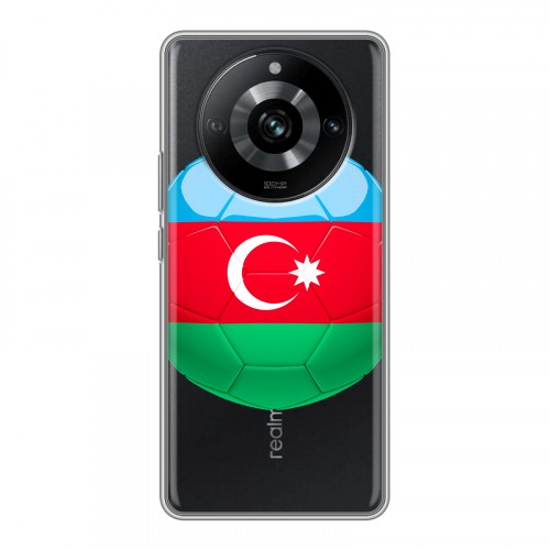 Полупрозрачный дизайнерский силиконовый с усиленными углами чехол для Realme 11 Pro Флаг Азербайджана