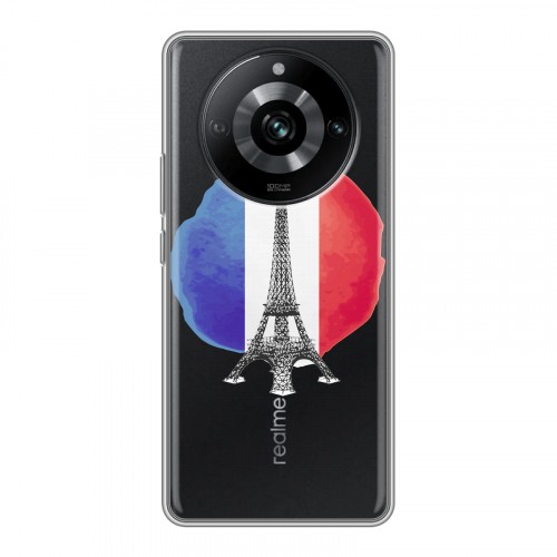 Полупрозрачный дизайнерский силиконовый чехол для Realme 11 Pro Флаг Франции