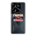 Полупрозрачный дизайнерский пластиковый чехол для Tecno Pova 5 4G Российский флаг