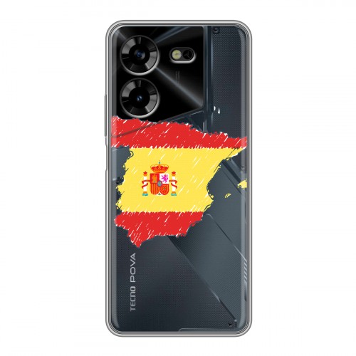 Полупрозрачный дизайнерский пластиковый чехол для Tecno Pova 5 4G флаг Испании