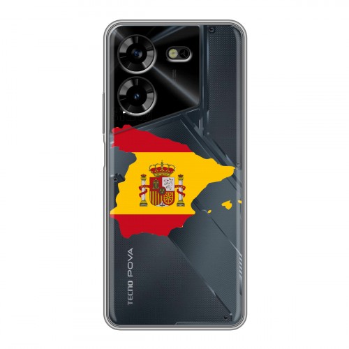 Полупрозрачный дизайнерский пластиковый чехол для Tecno Pova 5 4G флаг Испании