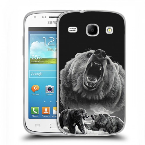 Дизайнерский пластиковый чехол для Samsung Galaxy Core Схватка медведей