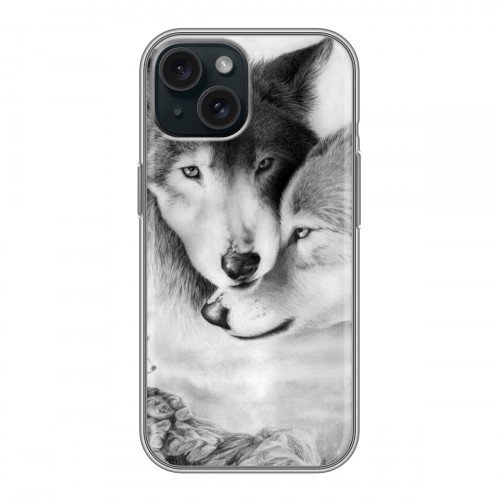 Дизайнерский силиконовый чехол для Iphone 15 Волки