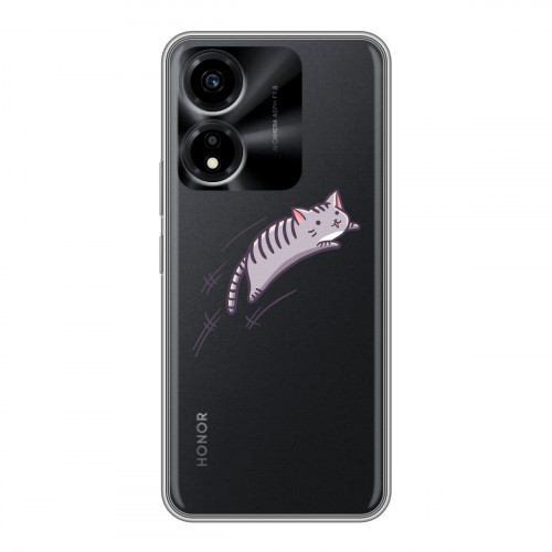 Полупрозрачный дизайнерский пластиковый чехол для Huawei Honor X5 Plus Прозрачные кошки