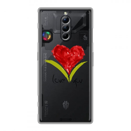 Полупрозрачный дизайнерский пластиковый чехол для ZTE Nubia Red Magic 8S Pro Прозрачные сердечки