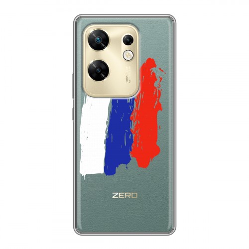 Полупрозрачный дизайнерский силиконовый чехол для Infinix Zero 30 4G Российский флаг