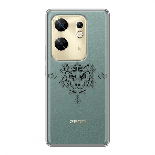 Полупрозрачный дизайнерский силиконовый чехол для Infinix Zero 30 4G Прозрачные тигры