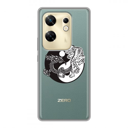 Полупрозрачный дизайнерский пластиковый чехол для Infinix Zero 30 4G Прозрачные тигры
