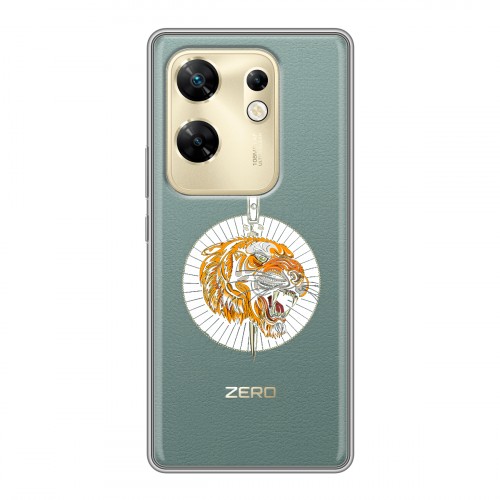 Полупрозрачный дизайнерский пластиковый чехол для Infinix Zero 30 4G Прозрачный тигр