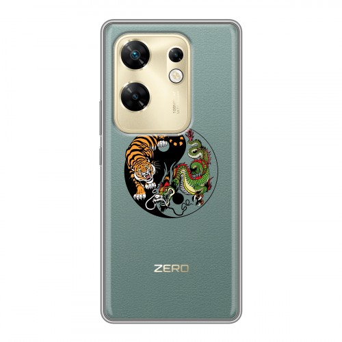 Полупрозрачный дизайнерский пластиковый чехол для Infinix Zero 30 4G Прозрачный тигр