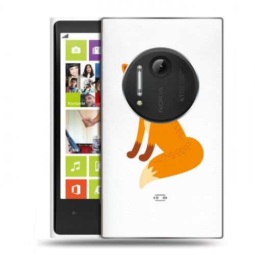 Полупрозрачный дизайнерский пластиковый чехол для Nokia Lumia 1020 Прозрачные лисы