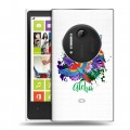 Полупрозрачный дизайнерский пластиковый чехол для Nokia Lumia 1020 Прозрачные попугаи