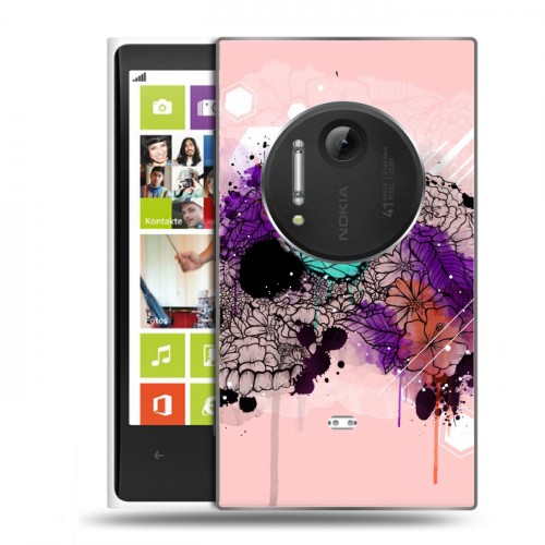 Дизайнерский пластиковый чехол для Nokia Lumia 1020 Акварельные черепа
