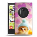 Дизайнерский пластиковый чехол для Nokia Lumia 1020 Котенок в шапке