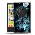 Дизайнерский пластиковый чехол для Nokia Lumia 1020 Волк и луна
