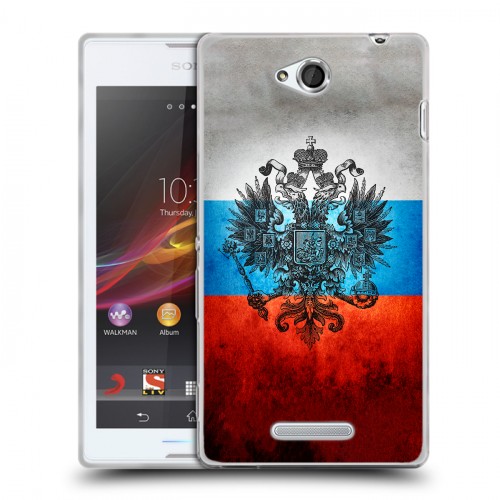 Дизайнерский пластиковый чехол для Sony Xperia C Российский флаг