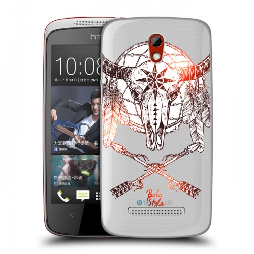 Полупрозрачный дизайнерский пластиковый чехол для HTC Desire 500 Мистика символов