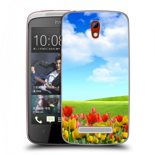 Дизайнерский пластиковый чехол для HTC Desire 500 Тюльпаны