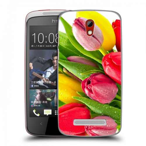 Дизайнерский пластиковый чехол для HTC Desire 500 Тюльпаны