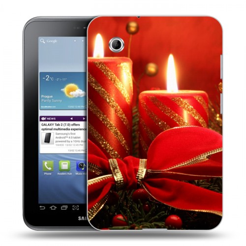 Дизайнерский силиконовый чехол для Samsung Galaxy Tab 2 7.0 Новогодние свечки