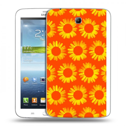 Дизайнерский силиконовый чехол для Samsung Galaxy Tab 3 7.0 Монохромные цветы