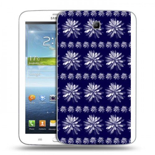 Дизайнерский силиконовый чехол для Samsung Galaxy Tab 3 7.0 Монохромные цветы