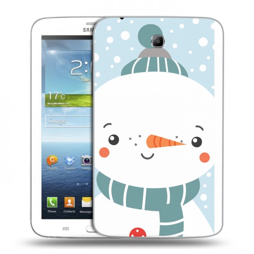 Дизайнерский силиконовый чехол для Samsung Galaxy Tab 3 7.0  Новогоднее смешенное
