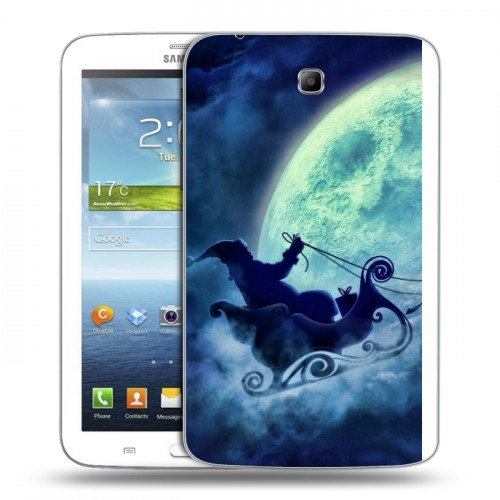 Дизайнерский силиконовый чехол для Samsung Galaxy Tab 3 7.0 новогодний принт