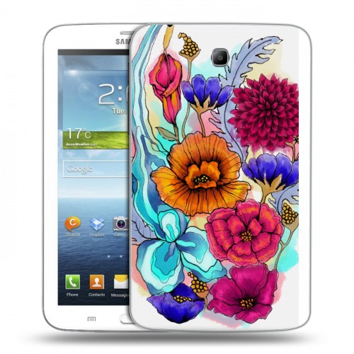Дизайнерский силиконовый чехол для Samsung Galaxy Tab 3 7.0 Цветочная акварель