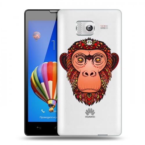 Полупрозрачный дизайнерский силиконовый чехол для Huawei Honor 3 Прозрачные обезьяны