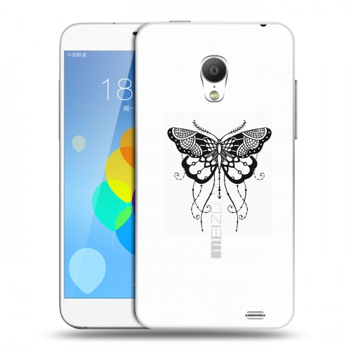 Полупрозрачный дизайнерский пластиковый чехол для  Meizu MX3 прозрачные Бабочки 
