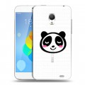 Полупрозрачный дизайнерский силиконовый чехол для  Meizu MX3 Прозрачные панды - смайлики