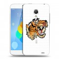 Полупрозрачный дизайнерский пластиковый чехол для  Meizu MX3 Прозрачные тигры