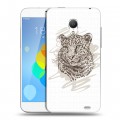 Дизайнерский пластиковый чехол для  Meizu MX3 Прозрачные леопарды