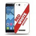 Дизайнерский пластиковый чехол для Alcatel One Touch Idol Alpha Red White Fans